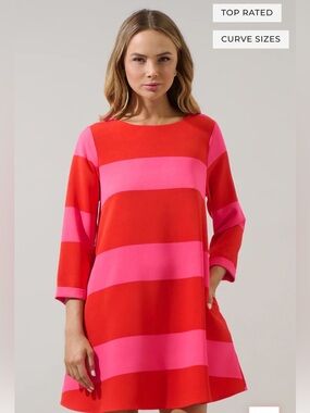 Sugarlips Red & Hot Pink Colorblock Dress